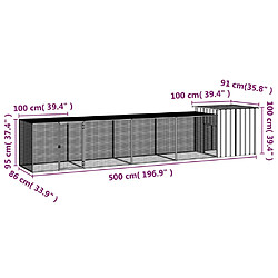 Acheter vidaXL Poulailler Anthracite 500x91x100 cm Acier galvanisé