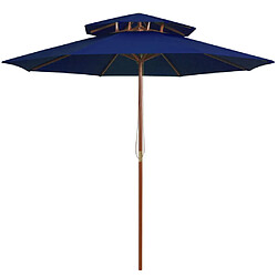 Maison Chic Parasol Jardin | Parasol double avec mat en bois Bleu 270 cm - GKD41263