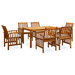 Maison Chic Mobilier à dîner 7 pcs de jardin avec coussins - Ensemble table et chaises d'extérieur - Salon/Mobilier de jardin classique Acacia solide -MN23331