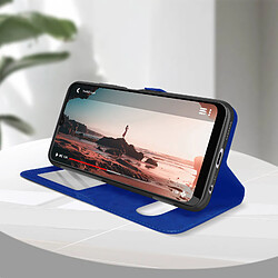 Acheter Avizar Housse Samsung Galaxy A22 5G avec Double Fenêtre Support Vidéo bleu