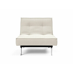 Inside 75 INNOVATION LIVING Fauteuil design SPLITBACK CHROME convertible lit 90*115 cm tissu Bouclé Off White