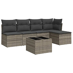 vidaXL Salon de jardin 6 pcs avec coussins gris résine tressée