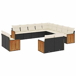 Maison Chic Salon de jardin avec coussins 13 pcs, Ensemble Tables et chaises de jardin, noir résine tressée -GKD973626