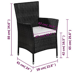 Acheter Maison Chic Mobilier de bistro et chaises de jardin 3 pcs Résine tressée Noir -GKD316139