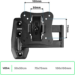 Duronic TVB0920 Support Mural inclinable pour écran de télévision avec Bras extenseur - 13 à 30 Pouces / 33 à 71 cm - VESA 100/75 / 50 pas cher