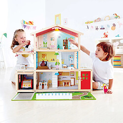 Hape Maison de Poupées, Maison 10 Pièces en Bois avec Accessoires pour les enfants