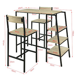 Avis SoBuy OGT16-N Ensemble Table de Bar Bistrot + 2 Tabourets de Bar avec 3 Étagères Latéraux