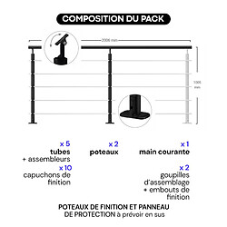 Acheter Kordo OPALU - Kit garde-corps 2m prêt à poser en aluminium