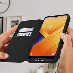 Avizar Housse Wiko Y81 Étui Folio Portefeuille Fonction Support noir