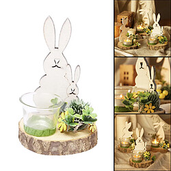 Bougeoir De Lapin De Pâques De Style Nordique Mignon Bois Lapin Tasse En Verre Décor A