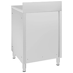 Helloshop26 Table de travail commerciale avec armoire 60 x 60 x 96 cm acier inoxydable 02_0001903 pas cher