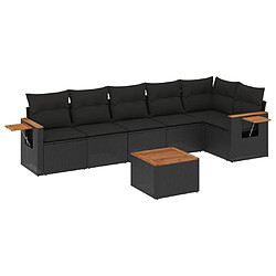 Maison Chic Salon de jardin 7 pcs avec coussins | Ensemble de Table et chaises | Mobilier d'Extérieur noir résine tressée -GKD13427