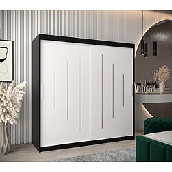 Abiks Meble Armoire YORK À Portes Coulissantes 200/200/62 2 Portes (Noir/Blanc)