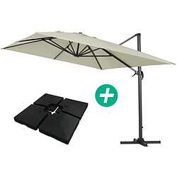 Habitat Et Jardin Parasol jardin déporté Alu Sun 4 - Rectangle - 3 x 4 m - Ecru - Dalles à lester incluses