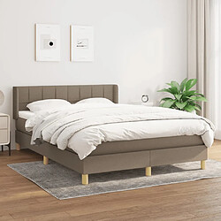 Maison Chic Lit adulte- Lit + matelas,Sommier à lattes de lit avec matelas Taupe 140x200 cm Tissu -GKD94500