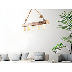 Avis Vente-Unique Lustre en bois - 5 lampes - L. 100 x H. 53 cm - Coloris naturel - EREBOS