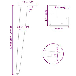 vidaXL Pieds de table basse forme conique 4 pcs blanc 42-43 cm acier pas cher