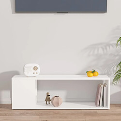 Maison Chic Meuble TV scandinave - Banc TV pour salon Blanc 100x24x32 cm Aggloméré -MN81527 pas cher