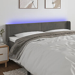 Maison Chic Tête de lit scandinave à LED,meuble de chambre Gris foncé 203x16x78/88 cm Velours -MN54374