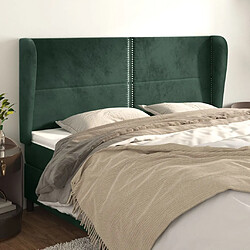 vidaXL Tête de lit avec oreilles Vert foncé 203x23x118/128 cm Velours