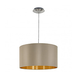 EGLO Suspension en textile MASERLO 1 ampoule nickel satiné abat jour taupe