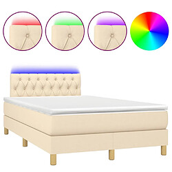 Maison Chic Lit adulte- Lit + matelas + LED,Sommier à lattes de lit matelas et LED crème 120x190 cm tissu -GKD48727