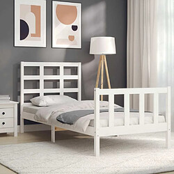 Acheter Maison Chic Lit adulte - Cadre Structure de lit avec tête de lit Contemporain blanc 90x200 cm bois massif -MN63966