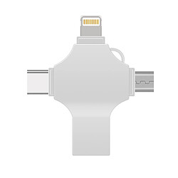 Wewoo Clé USB Croix 4 en 1 128 Go Lightning 8 broches + disque Mirco USB + USB-C / Type-C + USB 3.0 métal (argent)