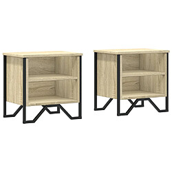 vidaXL Tables de chevet 2pcs chêne sonoma 40x30x40cm bois d'ingénierie