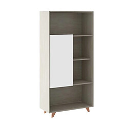 Dansmamaison Bibliothèque 4 niches 1 porte Bois/Blanc - RORA