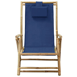 Maison Chic Chaise/Fateuill de relaxation inclinable bleu marine bambou et tissu -GKD32030