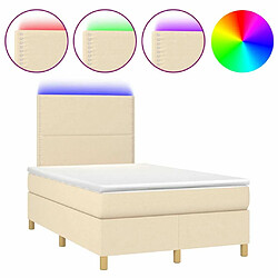 Sommier à lattes,Cadre à lattes de lit et matelas et LED pour Adulte Crème 120x200cm Tissu -MN25776