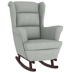 vidaXL Fauteuil à bascule et pieds en bois d'hévéa Gris clair Velours