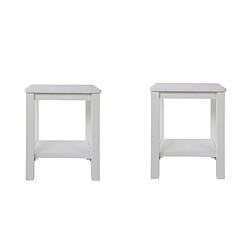 Decoshop26 Lot de 2 tables de chevet tabourets modernes et intemporels en bois blanc MOC06021