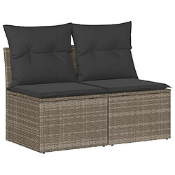 vidaXL Salon de jardin 2 pcs avec coussins gris résine tressée acacia