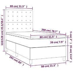 Maison Chic Lit adulte- Lit + matelas,Sommier à lattes de lit et matelas et LED Crème 80x200cm Tissu -GKD90853 pas cher