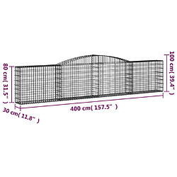 Acheter vidaXL Panier de gabions arqué 400x30x80/100 cm Fer galvanisé