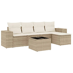 vidaXL Salon de jardin avec coussins 6 pcs beige résine tressée