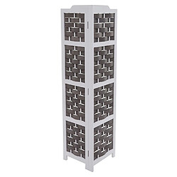 Decoshop26 Étagère d'angle avec 4 niveaux en bois de paulownia 110 cm treillis décoratif en polyéthylène blanc anthracite 04_0008638 pas cher