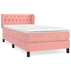 vidaXL Sommier à lattes de lit avec matelas Rose 90x190 cm Velours