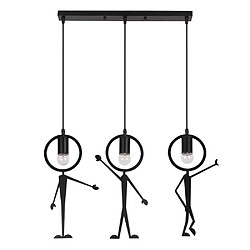 Universal 50cm pendentif en fer en fer petit lustre de jardin, LED dessin animé chambre enfant lustre en fer forgé, balançoire petit homme lustre noir