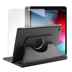 Etui rotatif en simili cuir + verre trempé pour iPad Air (2019) 10.5" (A2152/A2123/A2153/A2154) - Noir - Visiodirect -