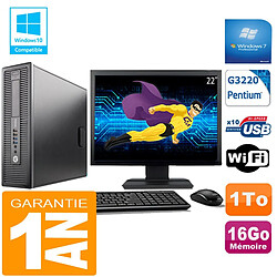 PC HP EliteDesk 800 G1 SFF Intel G3220 16Go Disque 1 To Wifi W7 Ecran 22" - Occasion