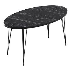 Helloshop26 Table basse ovale 43 x 90 x 50 cm marbre noir 03_0008510