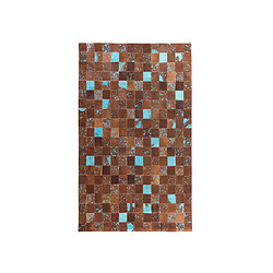 Beliani Tapis marron et bleu en peau de vache 80 x 150 cm ALIAGA pas cher