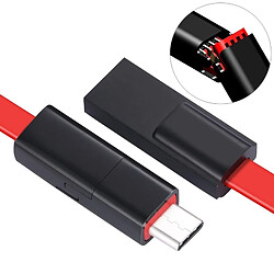 Wewoo Câble de données de recharge et de synchronisation réparable USB vers USB-C / Type-C, pour Galaxy, Huawei, Xiaomi, LG, HTC et autres téléphones intelligents (Noir Rouge)