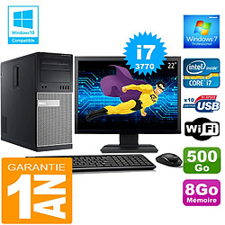 PC Tour DELL 7010 Core I7-3770 Ram 8Go Disque 500 Go Wifi W7 Ecran 22" - Occasion