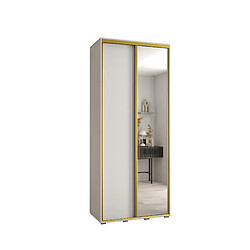 Abiks Meble Armoire à portes coulissantes Davos 3 H235.2 x L100 x P60 2 portes coulissante (Blanc/Blanc/Or)