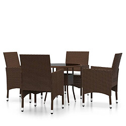 Maison Chic Salon de jardin de salle à manger 5 pcs,Table et Chaises d'extérieur,Mobilier de jardin Résine tressée Marron -MN64961