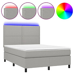 Sommier à lattes,Cadre à lattes de lit et matelas et LED pour Adulte Gris clair 140x190 cm -MN35372